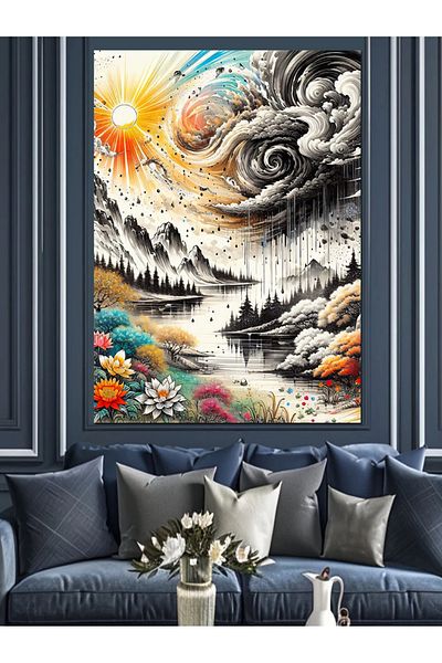 Tablomega Pânză decorativă Nature Storm - Lemn MDF