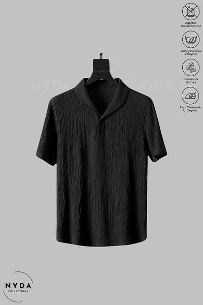 Nyda Collections Lycra Crinkle Fabric Summer - Short Sleeve T-Shirt - White / Black Tracksuit Set