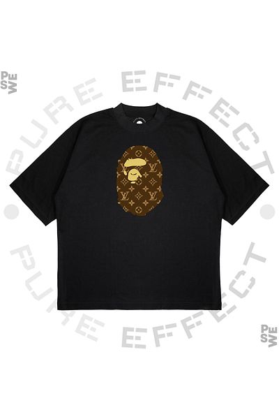 PURE EFFECT Μπλουζάκι Unisex Oversize A Bathing Ape Louis με στάμπα σε κουτί από χοντρό ύφασμα