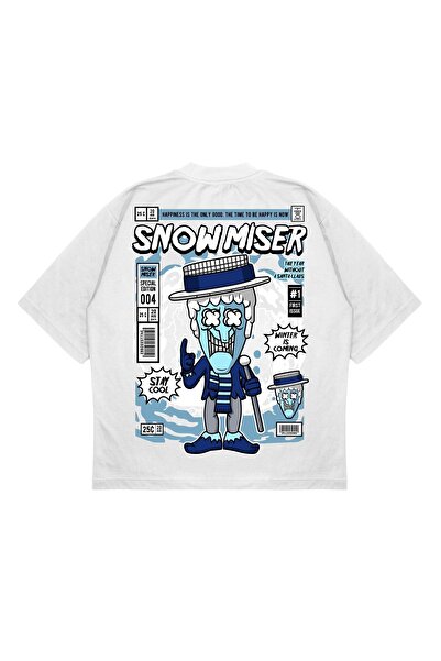PURE EFFECT Studio Route Long Bullets with Suitable Thick Fabric of Unisex Oversize Snow Tee