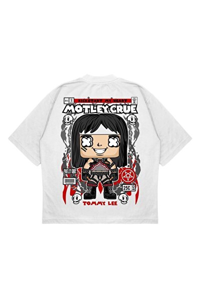 PURE EFFECT Unisex Oversize kroj Motley Crue Leđa Štampano Kutijasti kroj Deb...
