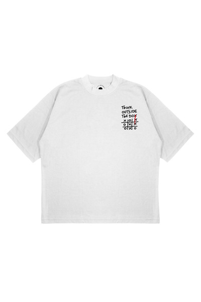 PURE EFFECT Tricou unisex oversize Think Outside The Box, cu imprimeu Boxy Fi...