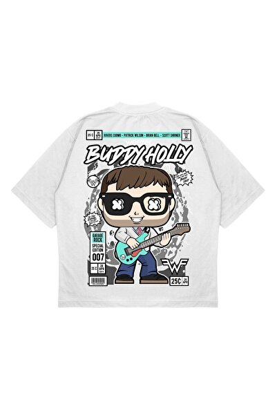 PURE EFFECT Unisex Oversize kroj Buddy Holly Leđa Štampano Kutijasti kroj Deb...