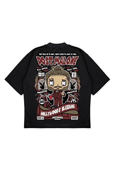 PURE EFFECT Unisex Oversize kroj Post Malone Leđa Štampano Boxy Fit Debeli Ma...