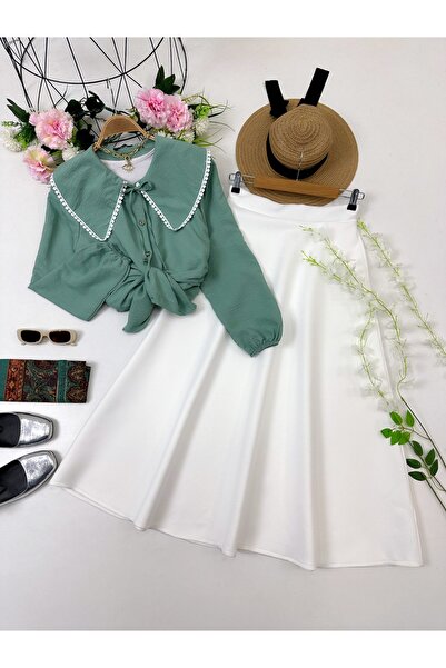 YEDİLALE FUSTA CAMASĂ CU GULER FISTO SET DUBLU