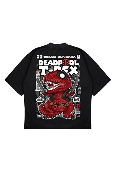 PURE EFFECT Tricou unisex oversize Deadpool Trex cu țesătură cu talie