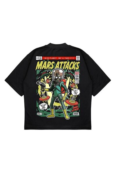 PURE EFFECT Унісекс Oversize Mars Attack з принтом на спині, боксовий крій, т...