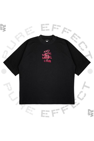 PURE EFFECT Μπλουζάκι Unisex Oversize Anti Social Club Pink Snake Print Boxy Fit Χοντρό υφασμάτινο μπλουζάκι