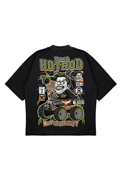 PURE EFFECT Unisex Oversize kroj Joker Hotrod Leđa Štampano Boxy Fit Debeli M...