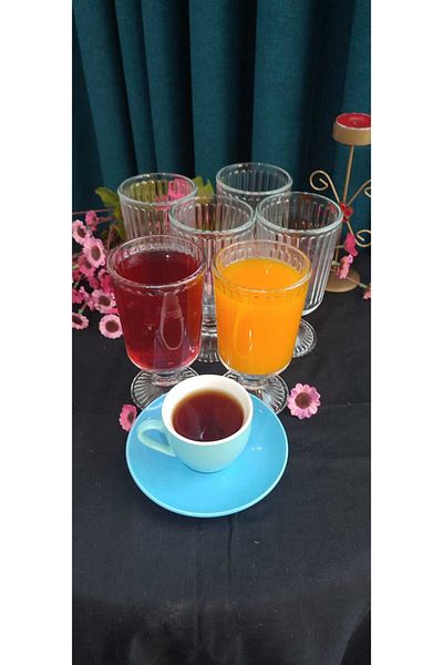 ORTAKÖY CENNETİ 6 Li Footed Origami Glass Coffee Machine 200 Cc 13 cm Height 7 cm Head Measurements