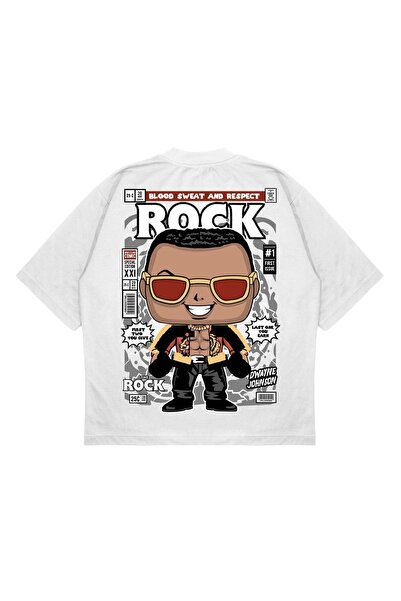 PURE EFFECT Unisex Oversize kroj The Rock Back Štampano Boxy Fit Debeli Mater...