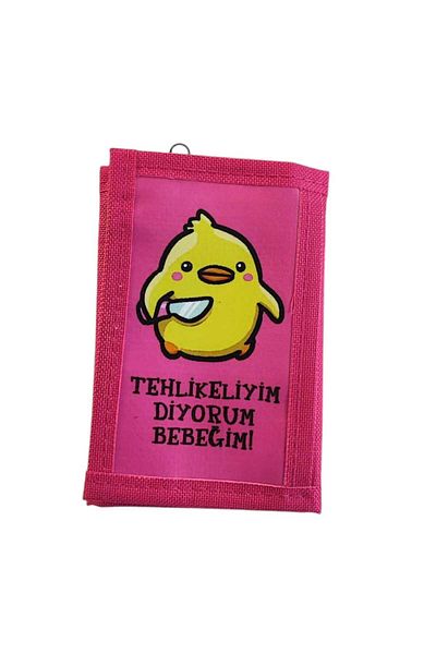 Bebek Özel Velcro Children's Wallet Zipper Wallet Chick Printed Wallet