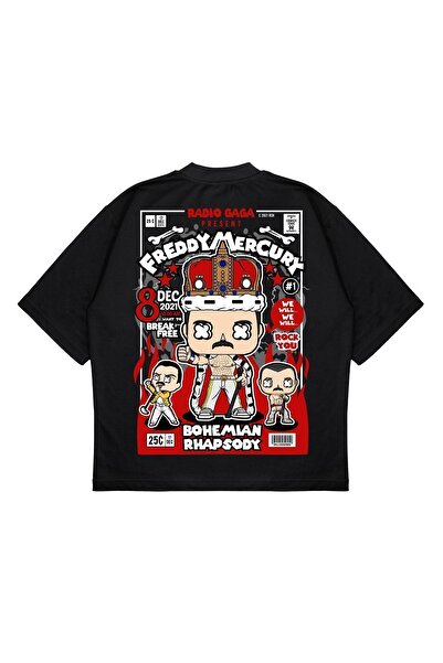 PURE EFFECT Tricou unisex oversize Freddy Mercury cu imprimeu pe spate Box Fi...
