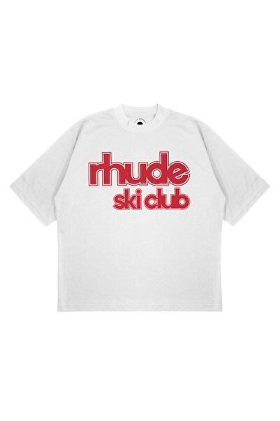 PURE EFFECT Unisex oversize majica sa printom Rhude Ski Cluba, širokog kroja,...