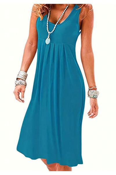 Little Visqon Rochie de damă, fără mâneci, sub bust, plisată din viscoză
