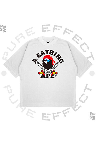 PURE EFFECT Tricou unisex oversize A Bathing Ape cu imprimeu pirat, croială b...