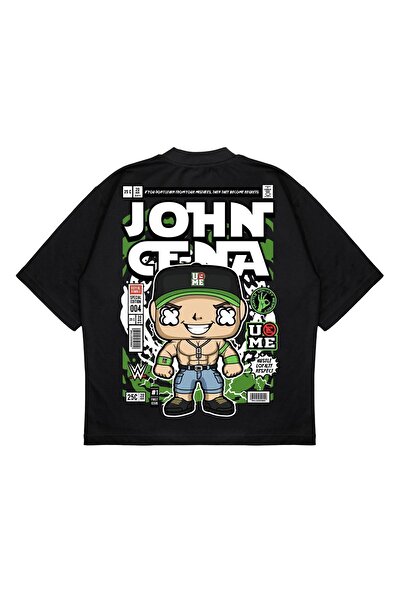 PURE EFFECT تي شيرت جون سينا ​​الرجالي كبير الحجم مطبوع عليه صورة خلفية من ال...