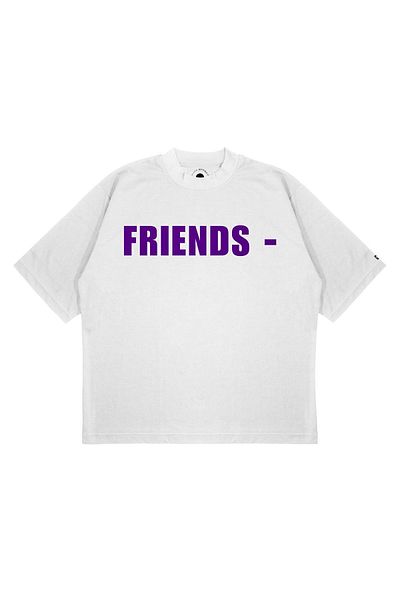 PURE EFFECT Μπλουζάκι Unisex Oversize Vlone Friend- Μπλουζάκι με στάμπα λευκό με στάμπα σε κουτί με χοντρό ύφασμα