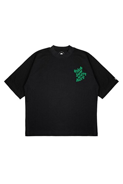 PURE EFFECT Tricou unisex oversize cu imprimeu „Wish You Were Here”, croială ...