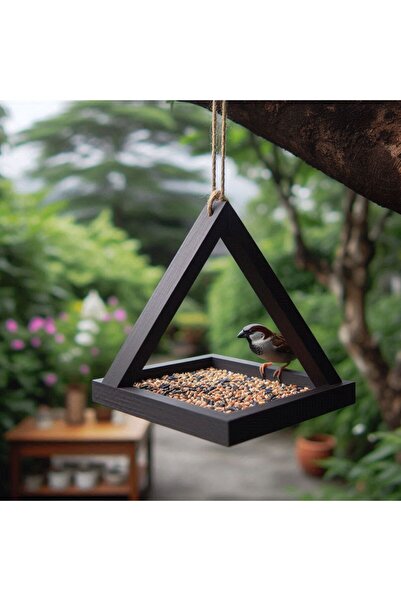 MDİZMİR Wooden Bird Feeder Garden Type Use Budgie Feeder Mdizmir Special Design