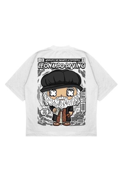 PURE EFFECT Unisex Oversize kroj Leonardo Da Vinci ruksak Štampano čvrsta tka...