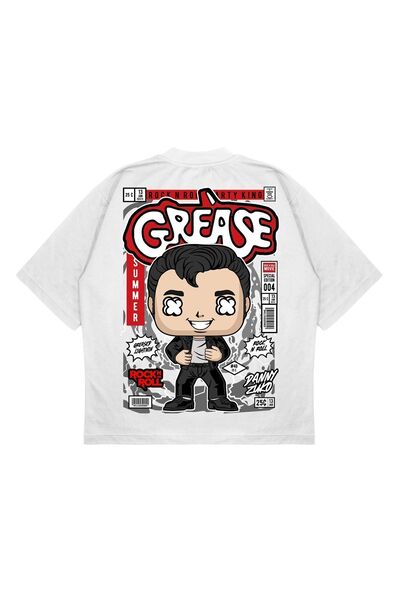 PURE EFFECT Unisex Oversize kroj Grease Back Štampano Boxy Fit Debeli Materij...