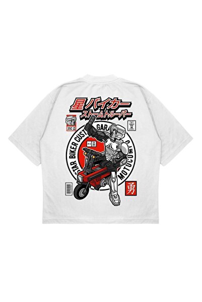 PURE EFFECT Unisex Oversize kroj Motocompo leđa Štampano Boxy kroj debeo mate...