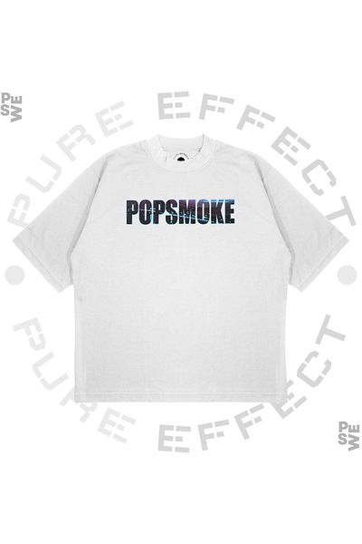 PURE EFFECT Μπλουζάκι Unisex Oversize Vlone Popsmoke Printed Box Fit Χοντρό υφασμάτινο μπλουζάκι