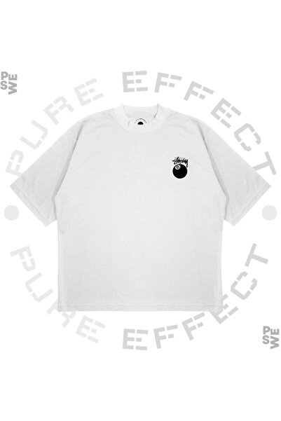 PURE EFFECT Unisex Oversize Bilardo Topu Baskılı Boxy Fit Kalın Kumaşlı (240g...