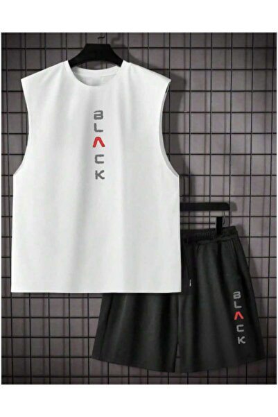 TREND ALİSSE 2 Li -erkek Cepli Ikili Şort Ve Spor Atlet-black Baskılı Yazlık ...