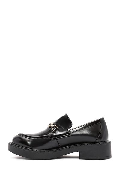 Derimod Women's Black Buckle Detailed Masculine Loafer 24Wfe 252322