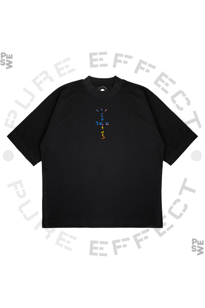PURE EFFECT Μπλουζάκι Unisex Oversize Cactus με πολύχρωμο εμπριμέ μπλουζάκι από χοντρό ύφασμα
