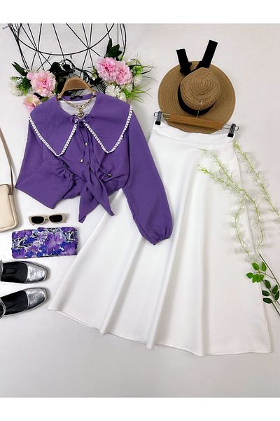 YEDİLALE Fisto Collar Shirt Skirt Double Set
