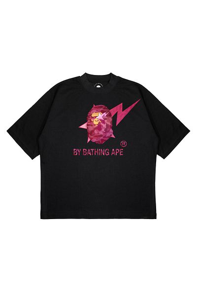 PURE EFFECT Μπλουζάκι Unisex Oversize Bathing Pink Lightning με στάμπα Boxy Fit από χοντρό ύφασμα