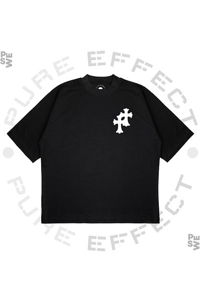 PURE EFFECT Μπλουζάκι Unisex Oversize Crosses με στάμπα Boxy Fit Χοντρό ύφασμα