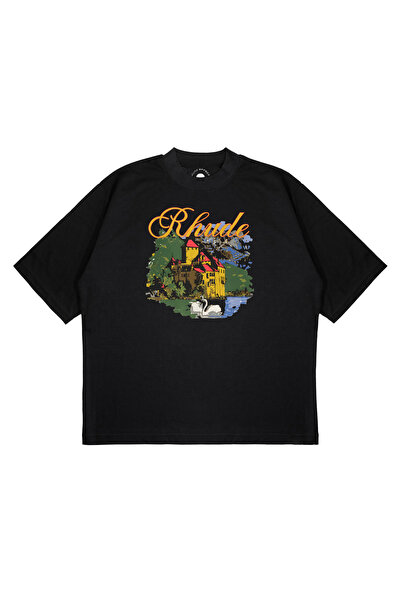 PURE EFFECT Tricou unisex supradimensionat, cu imprimeu Rhude Castle, croială...