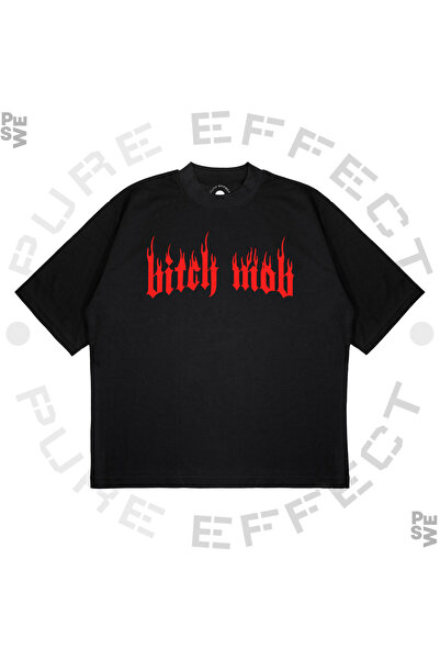 PURE EFFECT Unisex Oversize kroj B*tch Mob Štampano Boxy Fit Debeli Materijal...