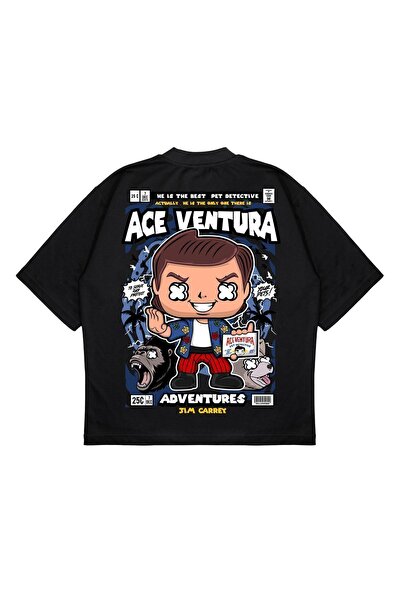 PURE EFFECT Unisex Oversize kroj Ace Ventura Back Štampano Boxy Fit Debeli Ma...