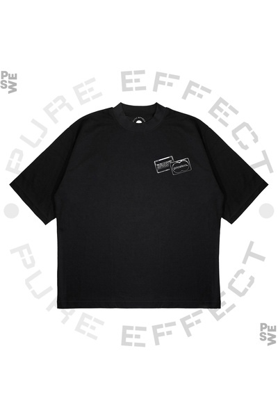 PURE EFFECT Tricou oversize unisex - țesătură groasă cu imprimeu ieftin cu note de card