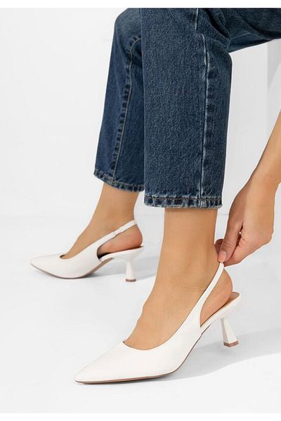 B T Shoes Lynnette white heels