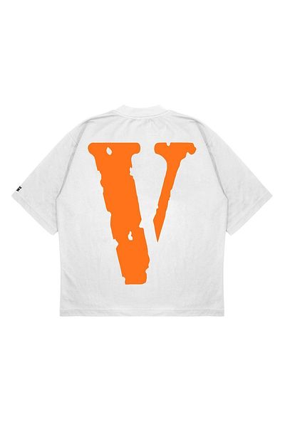 PURE EFFECT Tricou oversize unisex Vlone Friend - Imprimat alb cu imprimeu Boxy Fit din țesătură groasă