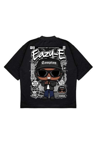 PURE EFFECT Tricou unisex oversize Eazy-e din țesătură cu imprimeu pe spate