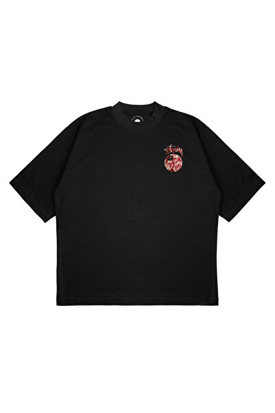 PURE EFFECT Unisex Oversize Stussy 8 Pınk Kıss Baskılı Boxy Fit Kalın Kumaşlı...