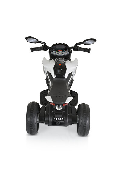 OEM Motocicleta electrica copii cu 3 roti Moni Colombo Alb, lumini LED, functii muzicale, MP3 si USB