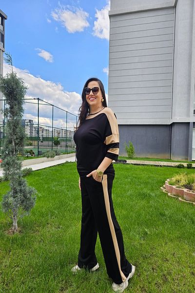 xlargebutik Black and Vision Flexible Combed Cotton Fabric in Its Noble Tone Meets Comfort