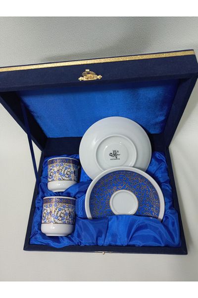 E orient Gilded Double Porcelain Cup Set with Velvet Box