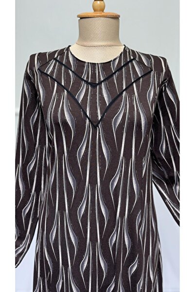 ModaMinar Women's New Season Collar Piping Model Glitter Piece Mother Dress