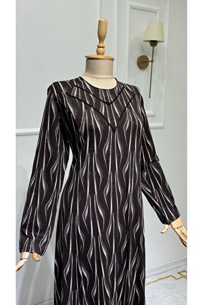 ModaMinar Women's New Season Collar Piping Model Glitter Piece Mother Dress