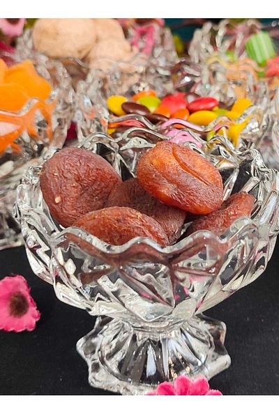 ORTAKÖY CENNETİ 6 Pieces Footed Glass Prism Model Delight Bowl Jam Sauce Bowl Dragee 110 ml 7 cm Size. 8 cm Mouth Size