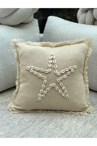sevaradekor Seashell - Bohemian Throw Pillow Cover and Tassel Pillow Case